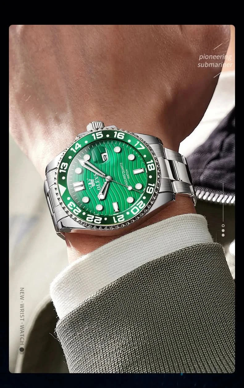 OLEVS Original Brand High Fashion Men's watch WaterproofCalendar Quartz Watch for Male Luminous Stainless Steel Authentic Watch - M & M Global