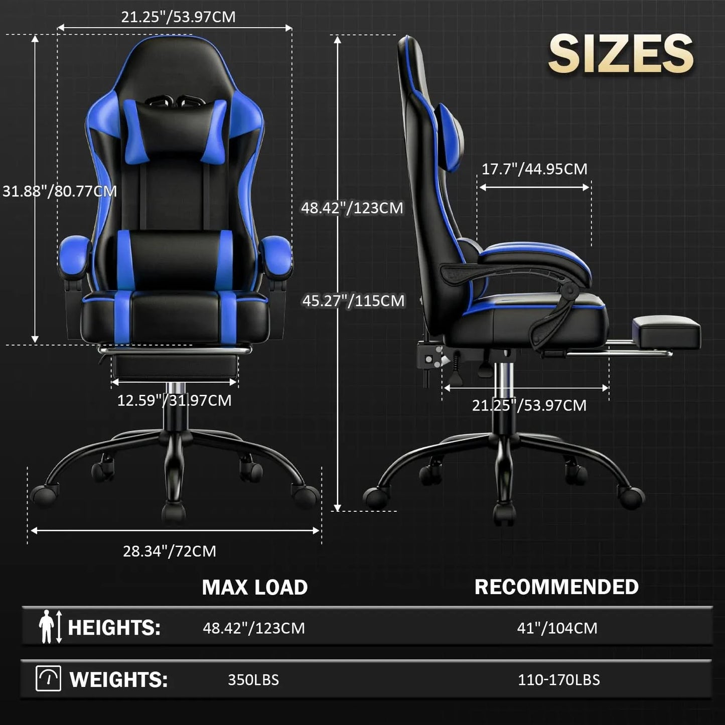 Ergonomic Gaming Chair Recliner, PU Leather Racing Game Chairs for Adults, Executive Office Chair Gamer Chair with Massager