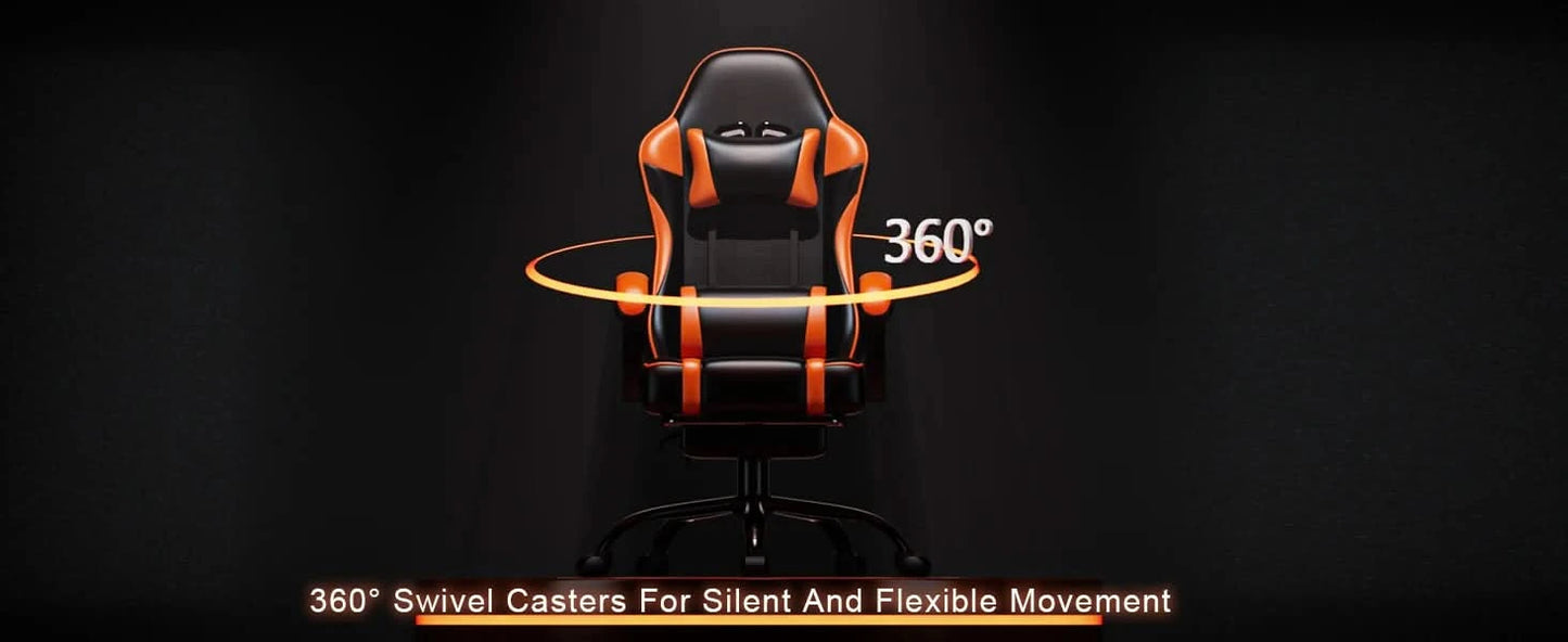Ergonomic Gaming Chair Recliner, PU Leather Racing Game Chairs for Adults, Executive Office Chair Gamer Chair with Massager
