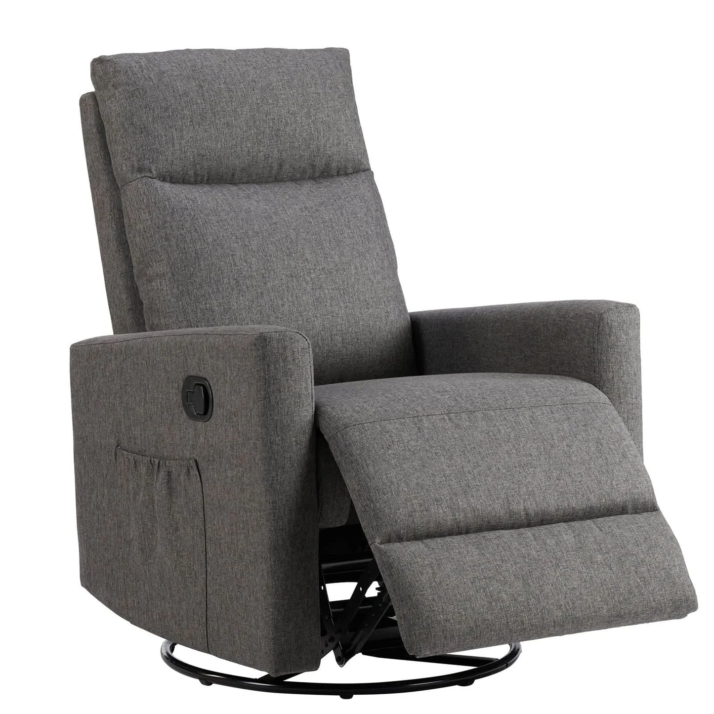 JHK Swivel Rocking Living Room Sofa Manual Upholstered Seating Recliner Angle Adjustable with Extra Large Footrest for Bedroom
