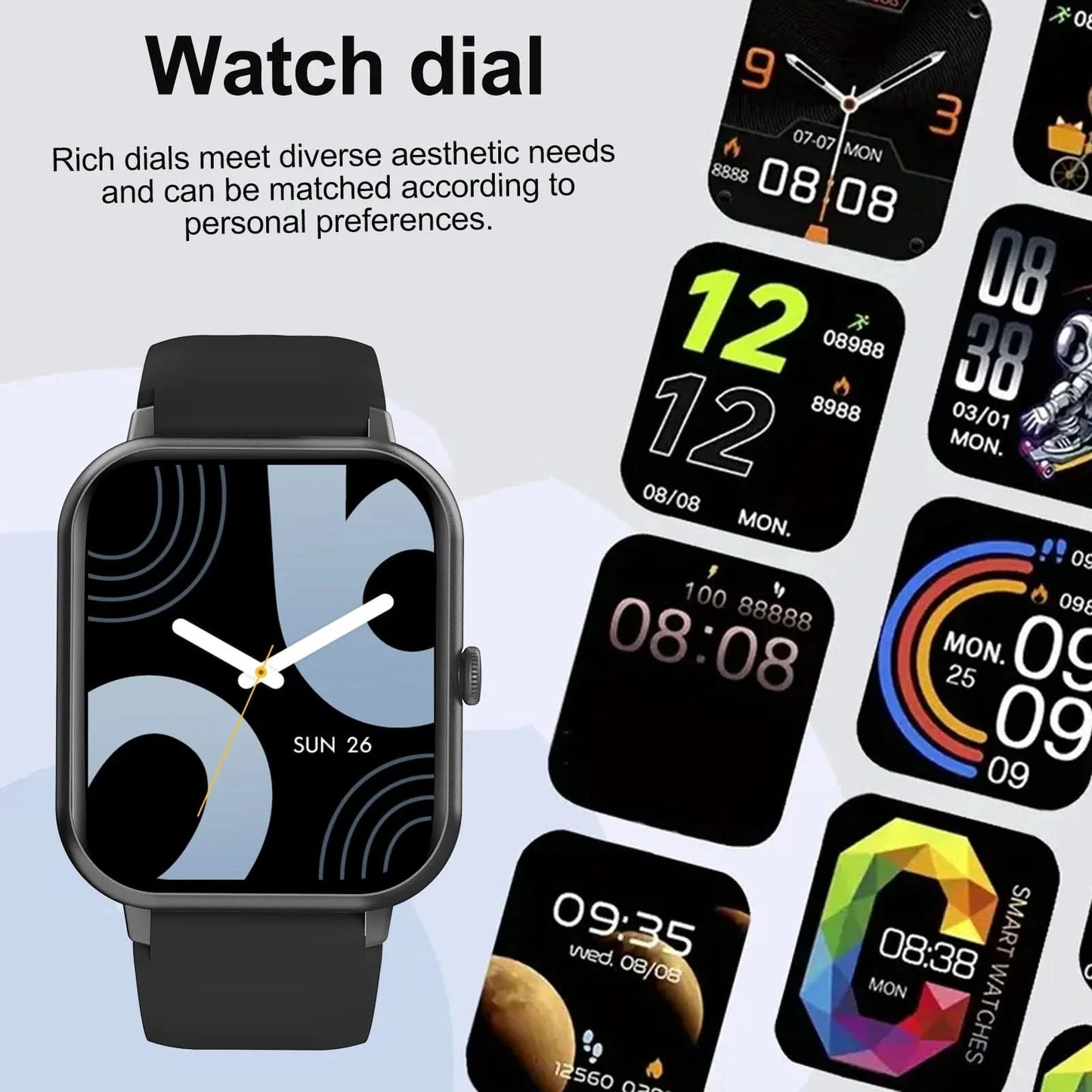Smartwatch with call and message reminder functions, Voice assistant, Message notification
