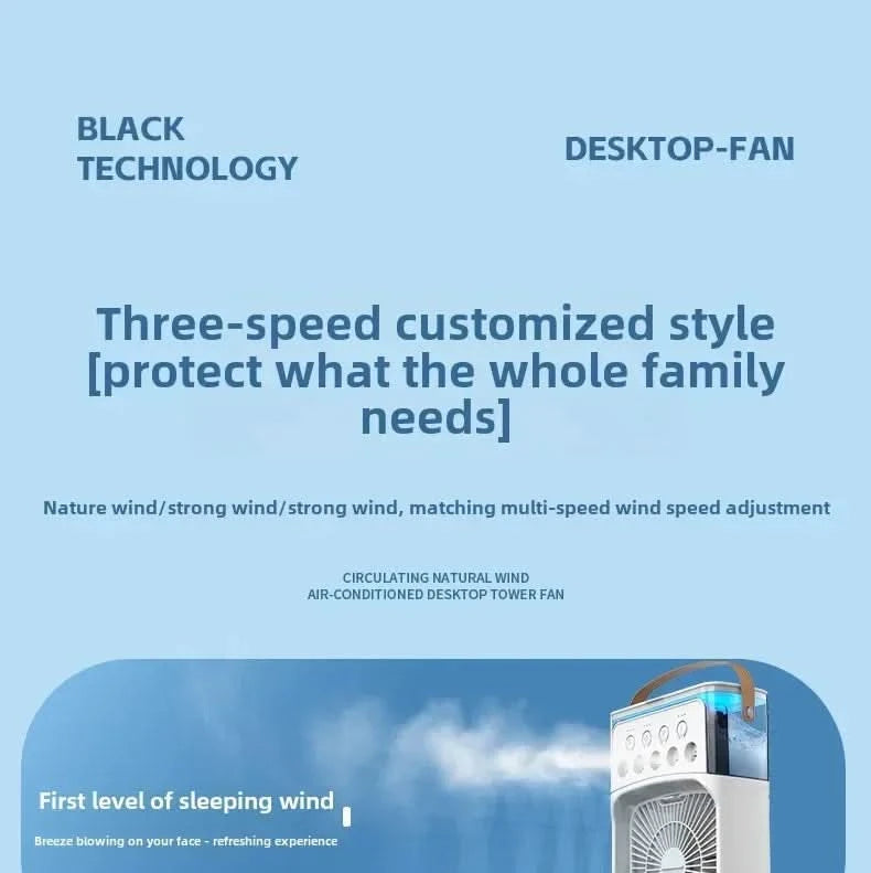Portable 3 in 1 Mini AC Air Cooler Fan Humidifier with LED Light for Home Office Bedroom Camping Cooling - M & M Global