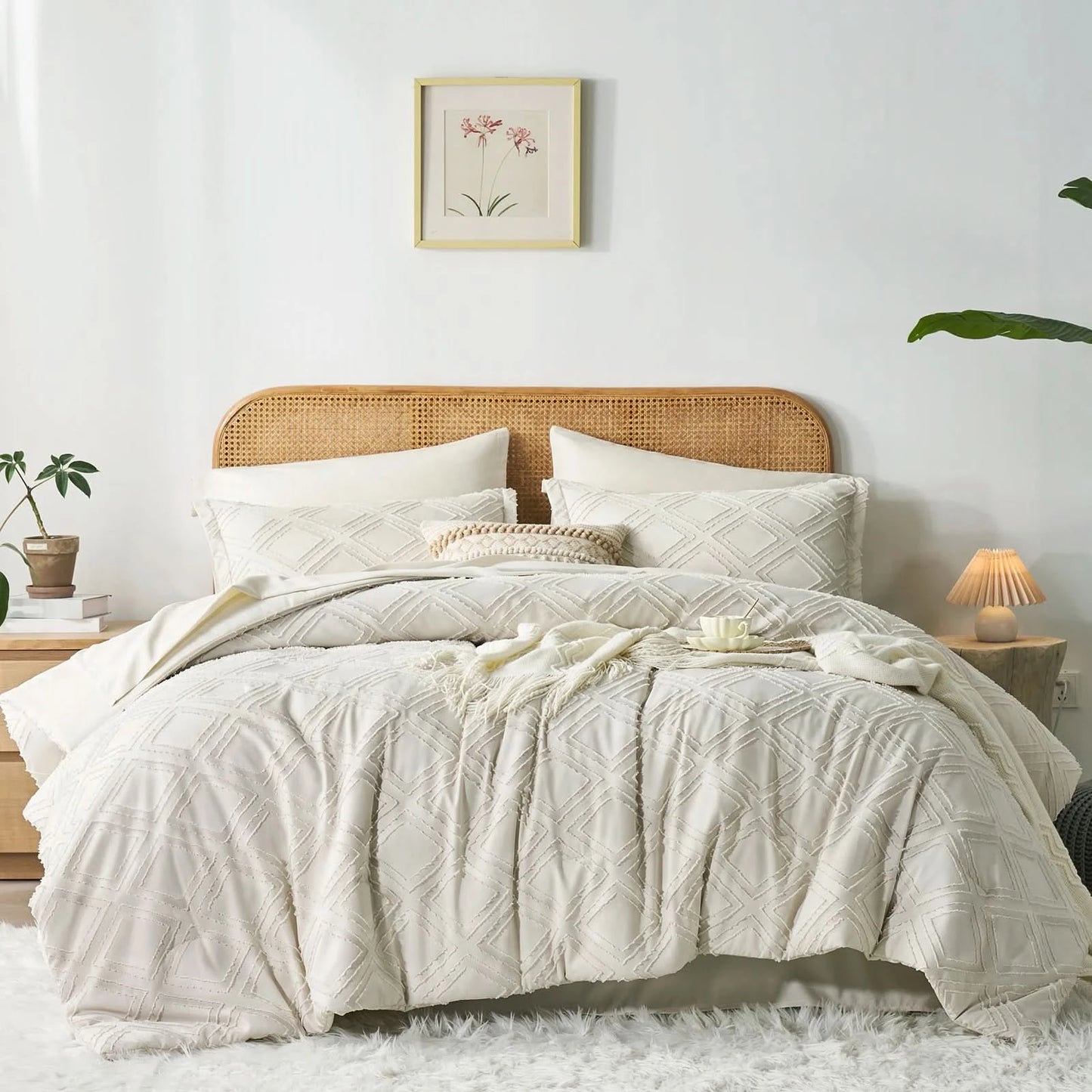 Comforter Set - 7 PCS Diamond Tufted Bedding Comforter Set, Fluffy Soft Bed Set ,Bedding Sets, room decor, all seasons, gift