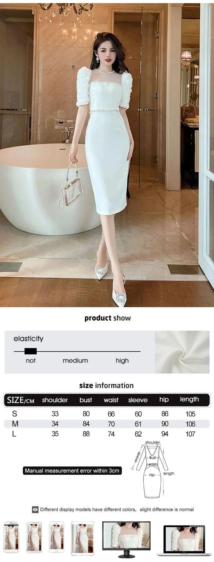 Fashion Elegant Formal Dresses Sweet Celebrity Beaded White Long Dress Sheer Mesh Flowers Split Robe Femme Prom Party Vestidos - M & M Global