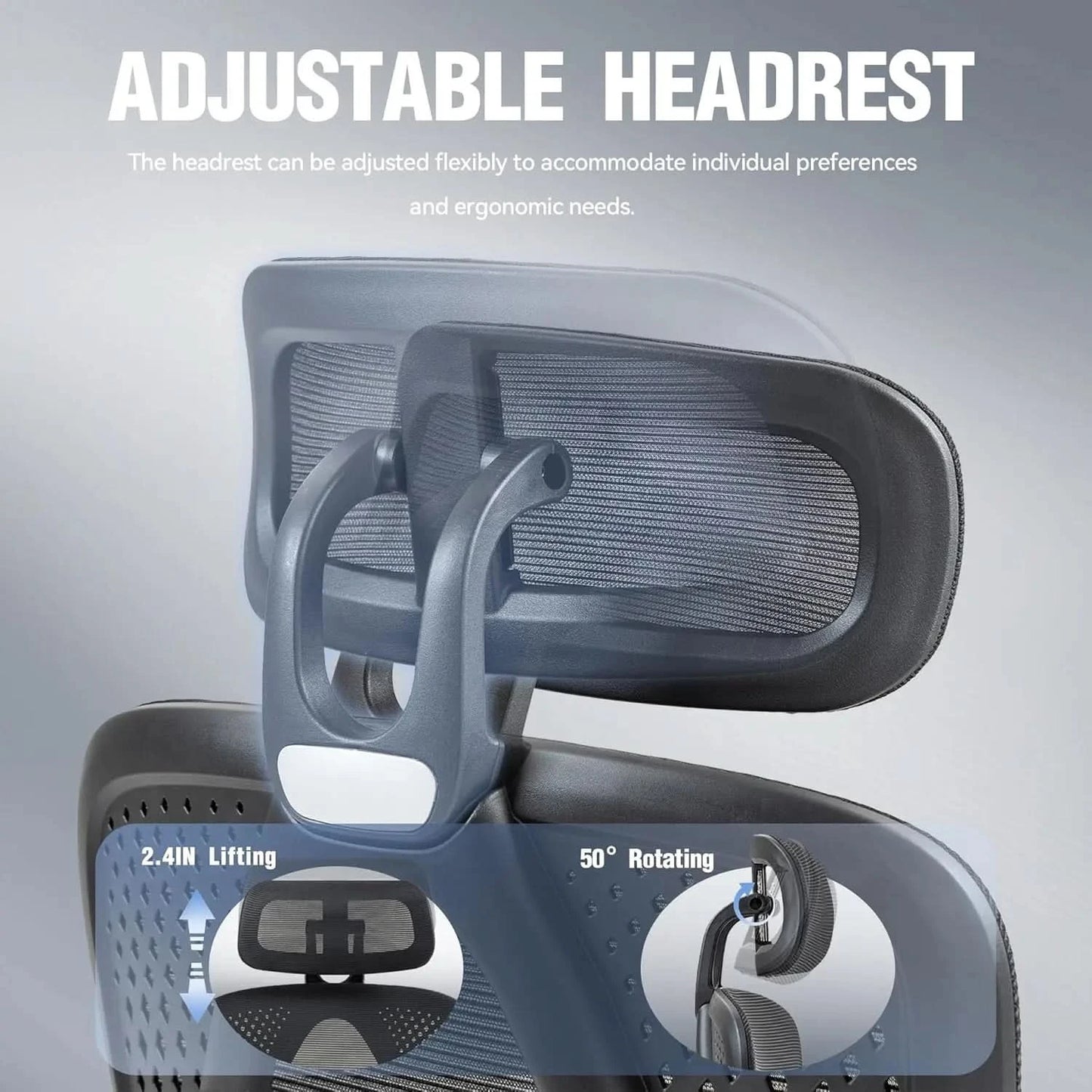 Dowinx Ergonomic Office Chair,Mesh Computer Chair with Pocket Spring Desk Chair with Adjustable Lumbar Support and Headrest