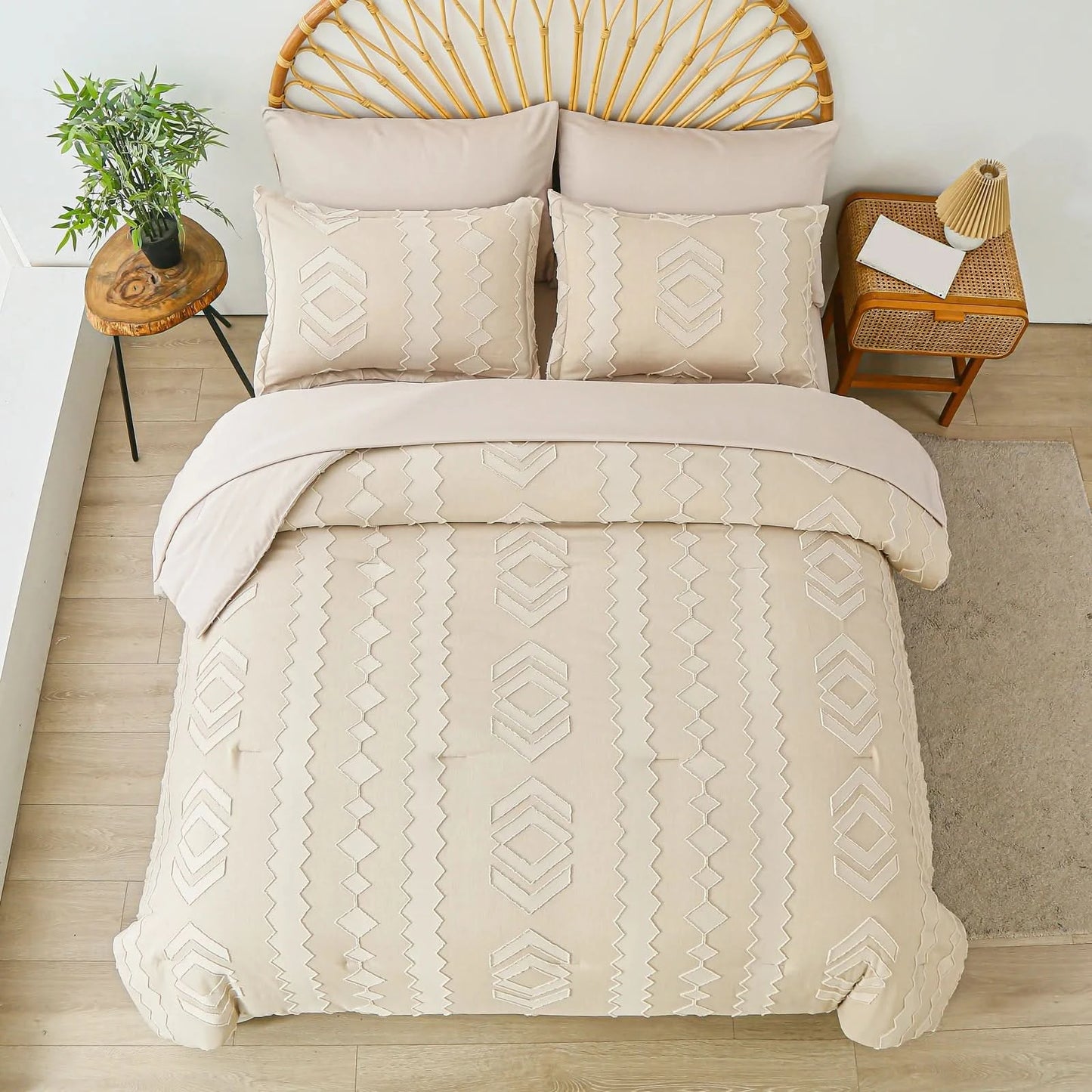 7-piece solid color diamond pattern quilt set, microfiber soft and durable bedding set bedroom decoration gift