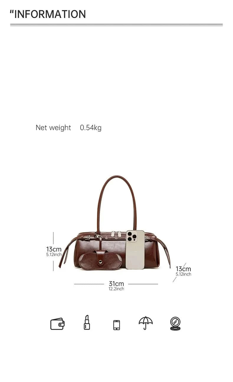 Genuine Leather Women's Baguette Bag Niche Retro Motorcycle Trend Cool belt Handbag New Luxury Design Shoulder Underarm Bag - M & M Global