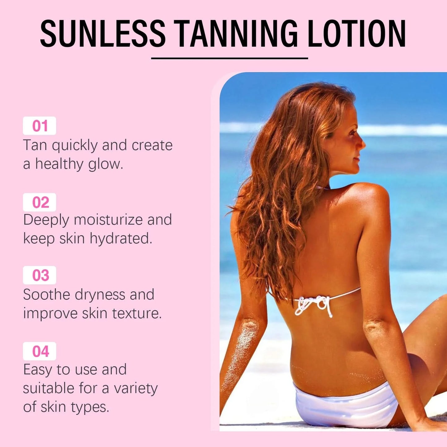 OceAura Sunless Tanning Lotion Summer Outdoor Beach Bronze Skin Improve Health Glow Nourishing Moistuirizing Non-greasy Tanning - M & M Global