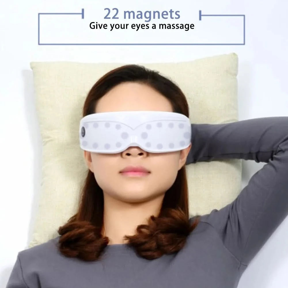 Eye massager with 9 modes and multi frequency vibration 22 magnets for eye massage caring for eye health and safety materials - M & M Global