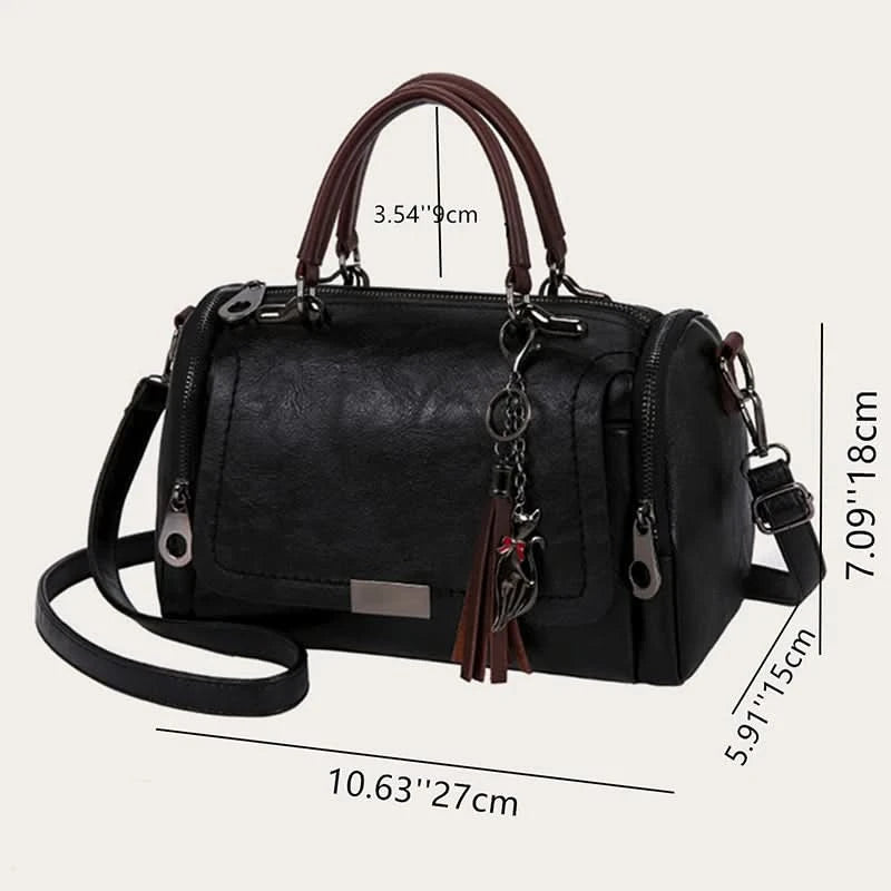 Yogodlns Tassel Decor Handbag, Women's Large Capacity Shoulder Bag, Fashion Zipper Crossbody Bag With Removable Strap - M & M Global
