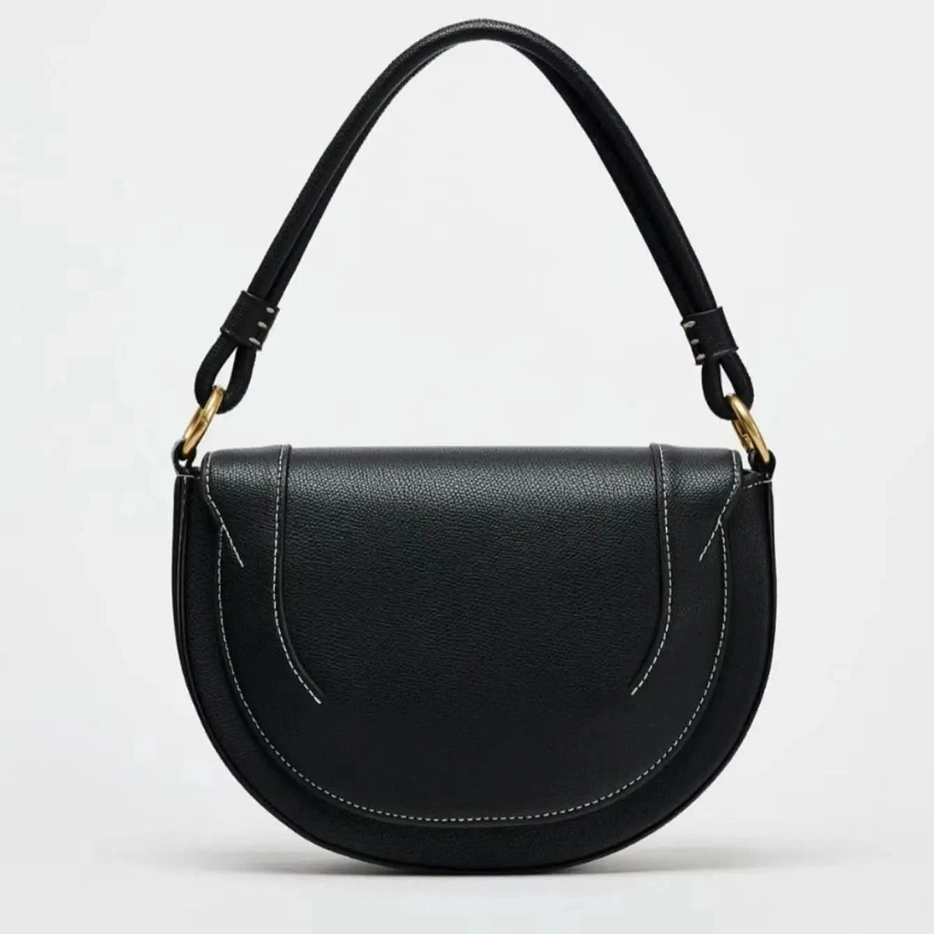 Autumn and winter new women's bag handbag advanced color contrast line embellished single shoulder crossbody bag - M & M Global