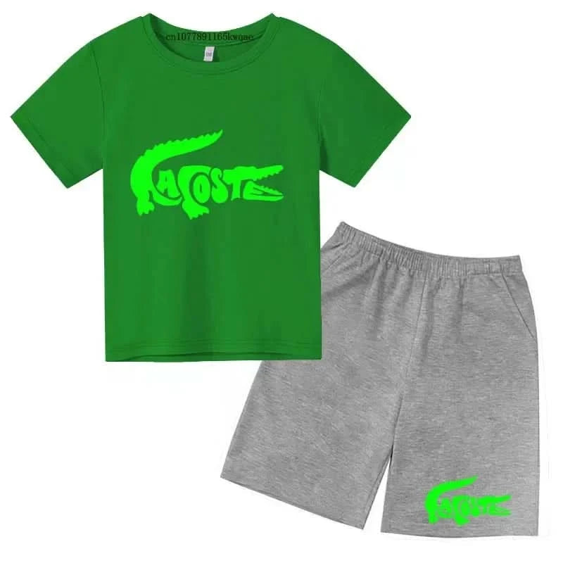 Summer Brand Casual 3-12Y Short Sleeve+Shorts Fashion Children's T-shirt Boys Girls leisure Set - M & M Global