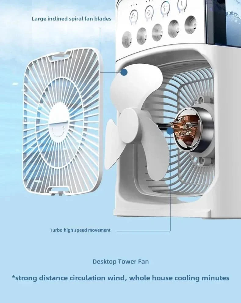 Portable 3 in 1 Mini AC Air Cooler Fan Humidifier with LED Light for Home Office Bedroom Camping Cooling - M & M Global