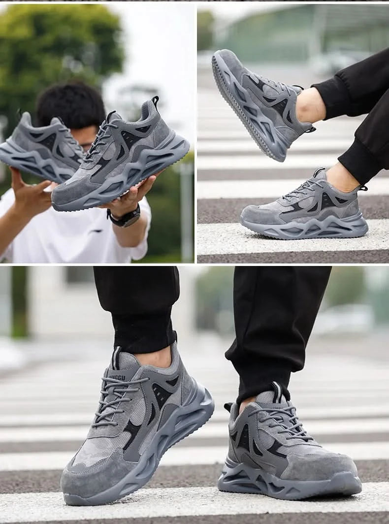 Men's Comfortable Soft-Soled Smash and Puncture Resistant Work Shoes