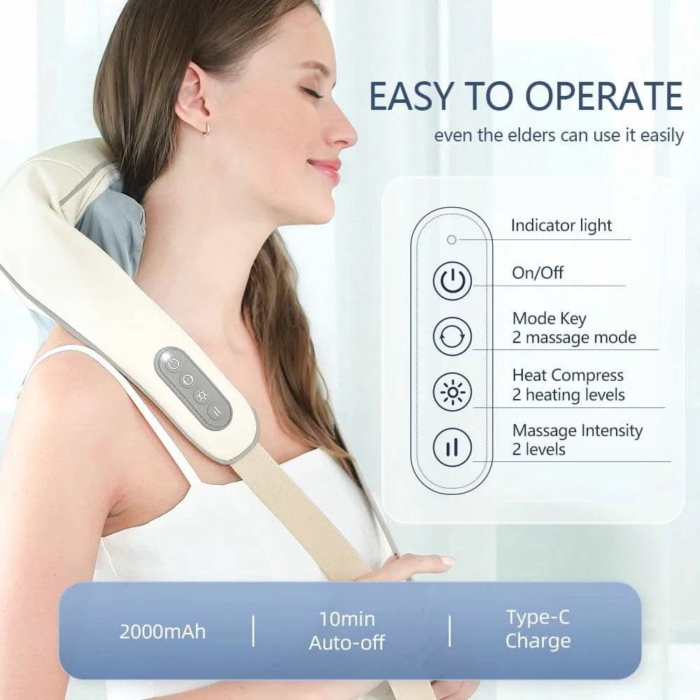 Dropshipping Electric Neck And Shoulder Massager Shiatsu Shawl Kneading Massage Pillow Shoulder Leg Body - M & M Global