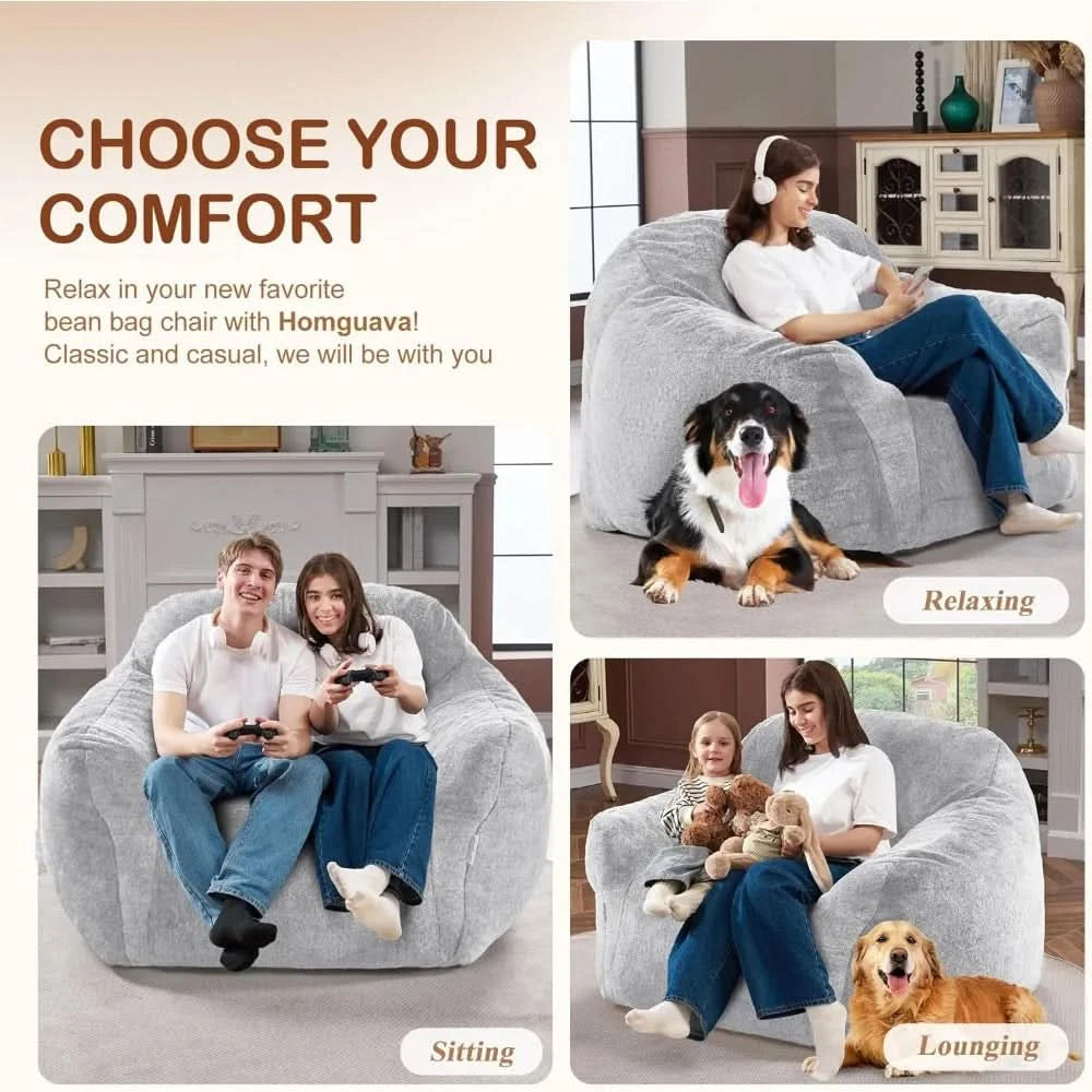Light Grey Beanbag Chair Bean Bag Chairs for Adults Bean Bags Giant Bag Sofa with Spacious Cushion Bag Couch - Best