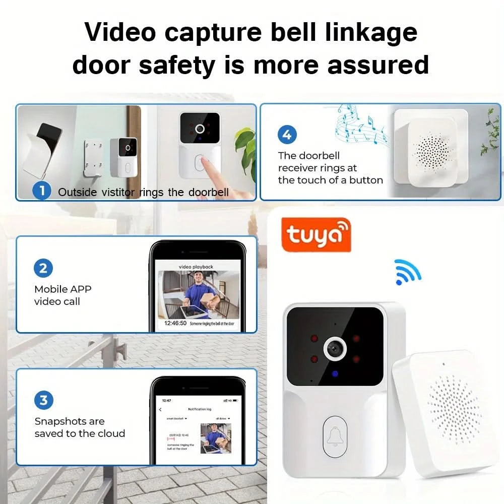 Tuya Smart Video Doorbell Camera HD Wireless doorbell for Home Security, Night Vision, Voice Change, 2-Way Audio, Waterproof - M & M Global