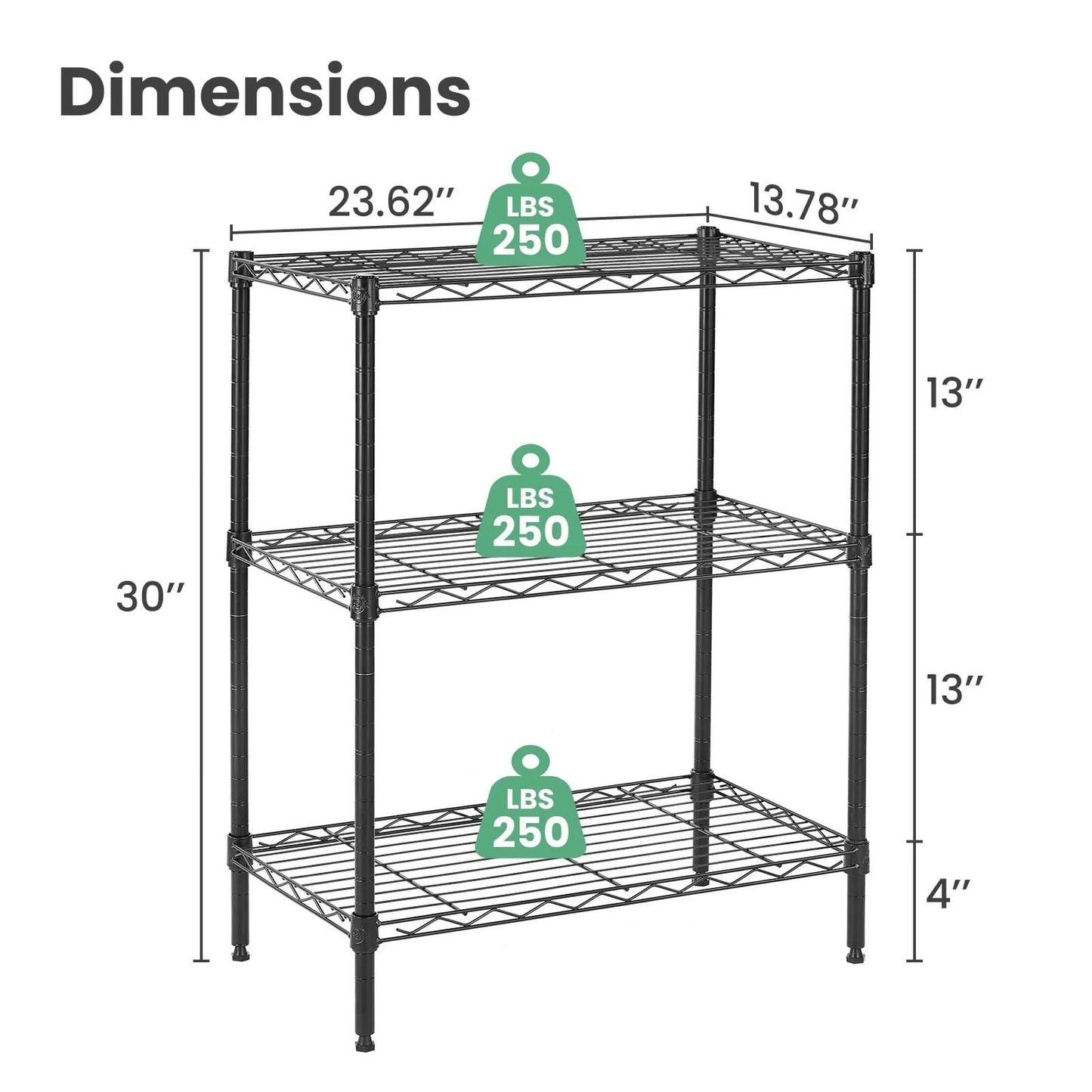 JHK 3-5 Tier Storage Bookshelf Adjustable Metal Wire Racks Heavy Duty Standing Shelf Organizer for Living Room and Kitchen