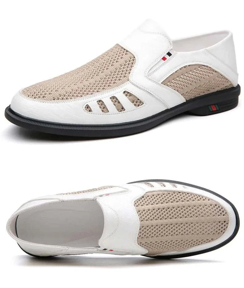 Business Leather Shoes For Men Summer British Style Hight Quality Casual White Leather Shoes Male Slip On Men Loafer Comfortable - M & M Global