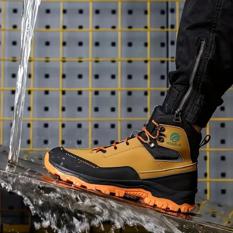 Mens Work Boots Steel Toe Safety Sneakers with Metatarsal Guard Slip-Resistant Puncture-Resistant Sole for Warehouse & Delivery
