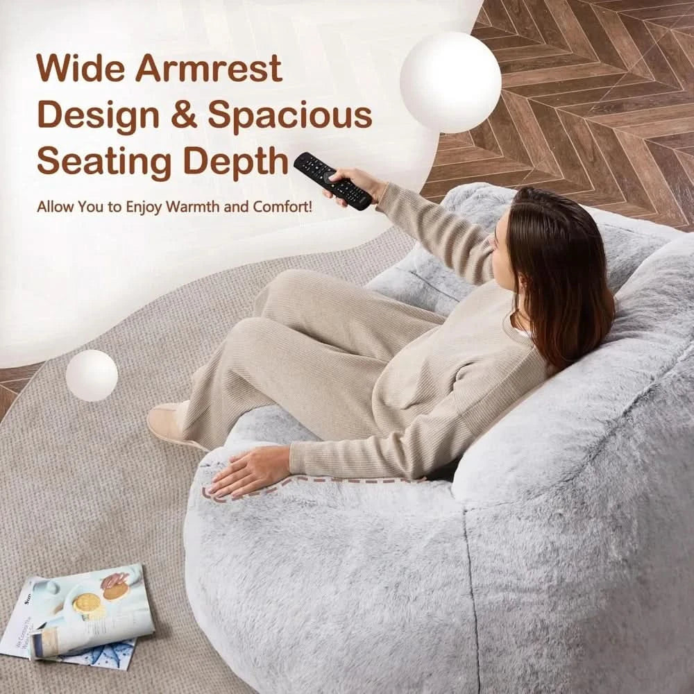 Light Grey Beanbag Chair Bean Bag Chairs for Adults Bean Bags Giant Bag Sofa with Spacious Cushion Bag Couch - Best