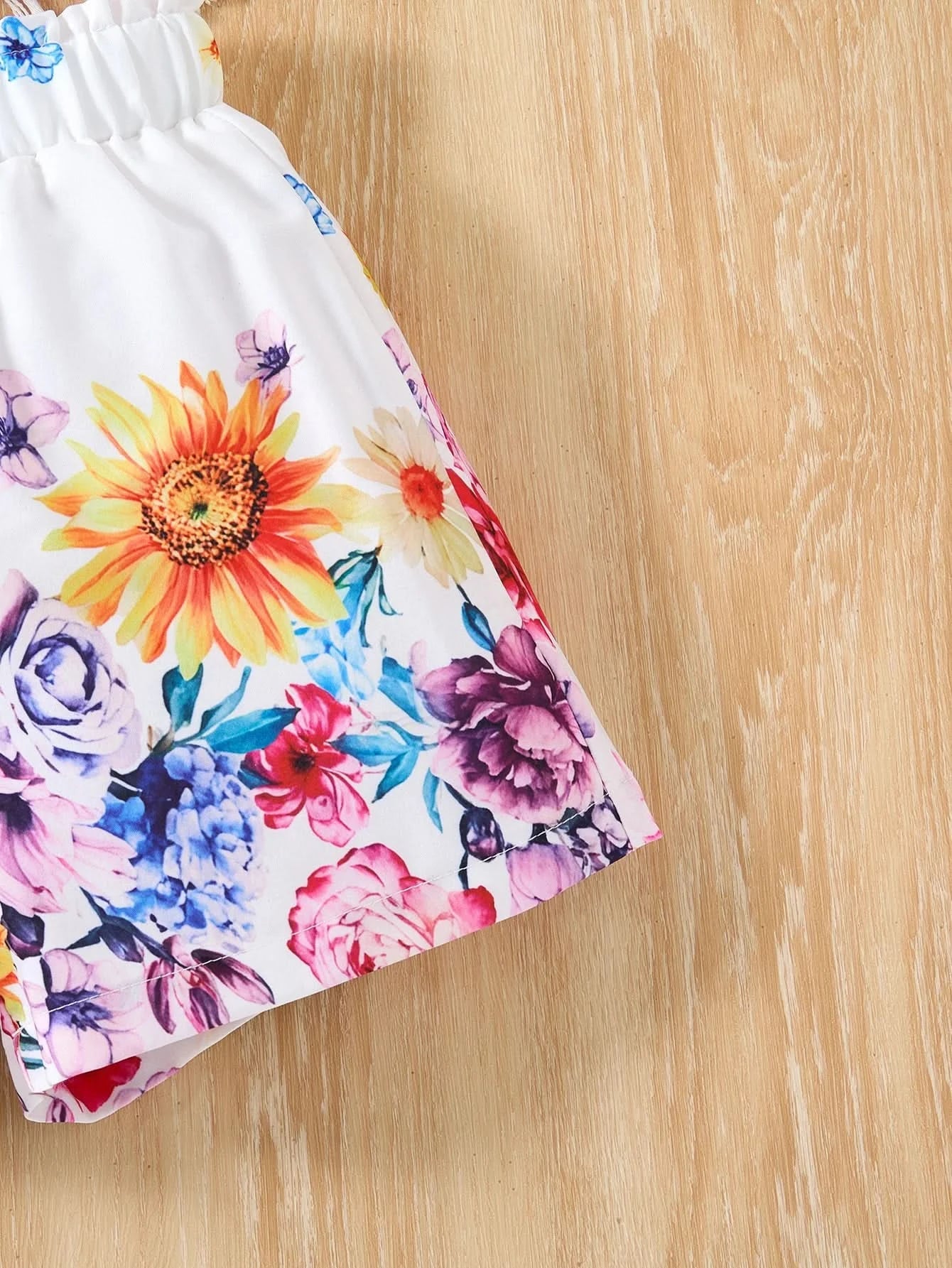 Girls Children Fashion Suit One Shoulder Top & Shorts Printed Floral Girl Summer Suspender Set Birthday Gift Fashion Suits - M & M Global
