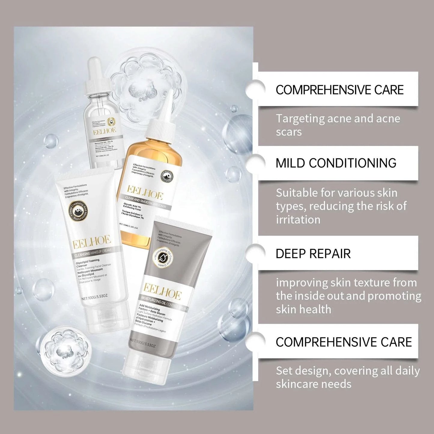 Acne Care Kit Brightening Skin Tone Fade Acne Scars Improving Skin Texture Deeply Moisturizing The Skin Facial Skincare Products - M & M Global