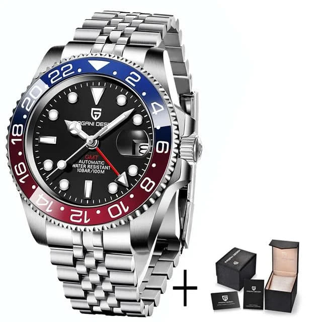 PAGANI DESIGN PD-1662 Luxury GMT Men Mechanical Wristwatch Sapphire Glass Stainless Steel 100M Waterproof Automatic Watches - M & M Global