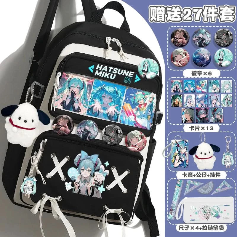 Miku Future School Backpack for Girls 2025 New Fashion Print Youth Pain Bag Large Capacity Backpack for School - M & M Global
