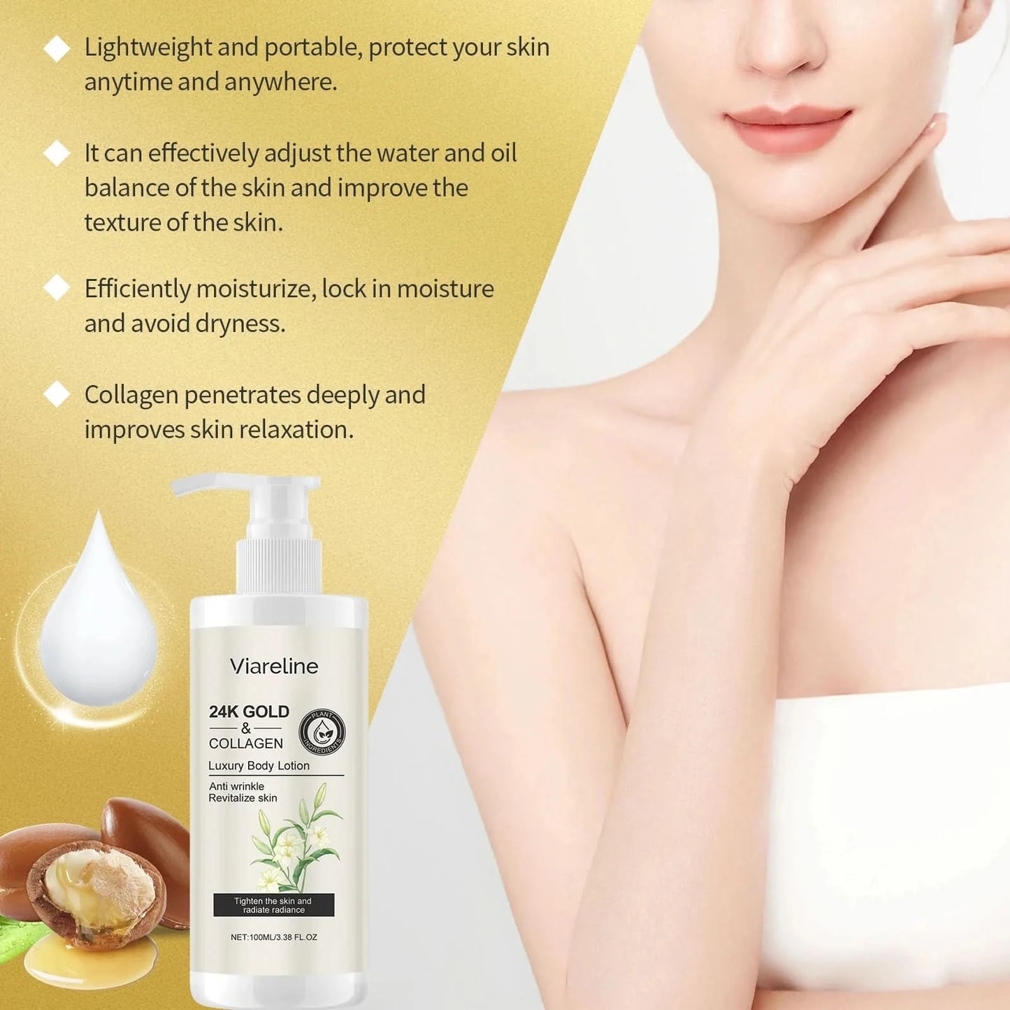 Viareline Collagen Body Lotion Floral Scent Moisturizing Improve Skin Smoothness Non-greasy Anti-wrinkle Luxury Body Cream - M & M Global