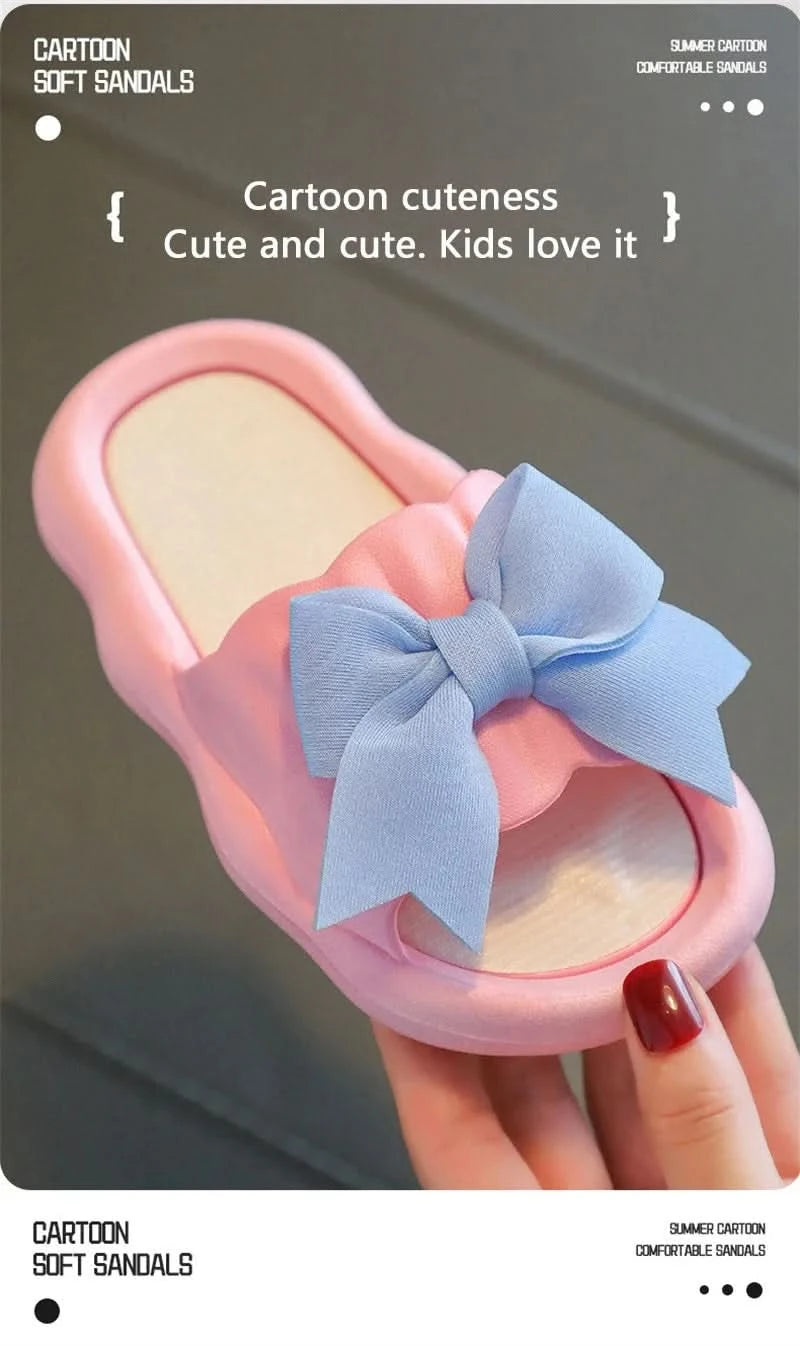 Summer New Kids Home Shoes Anti Slip Soft Sole Girls Bath Slipper Cartoon Cute Flower Bow Princess Slippers Children Beach Shoes - M & M Global