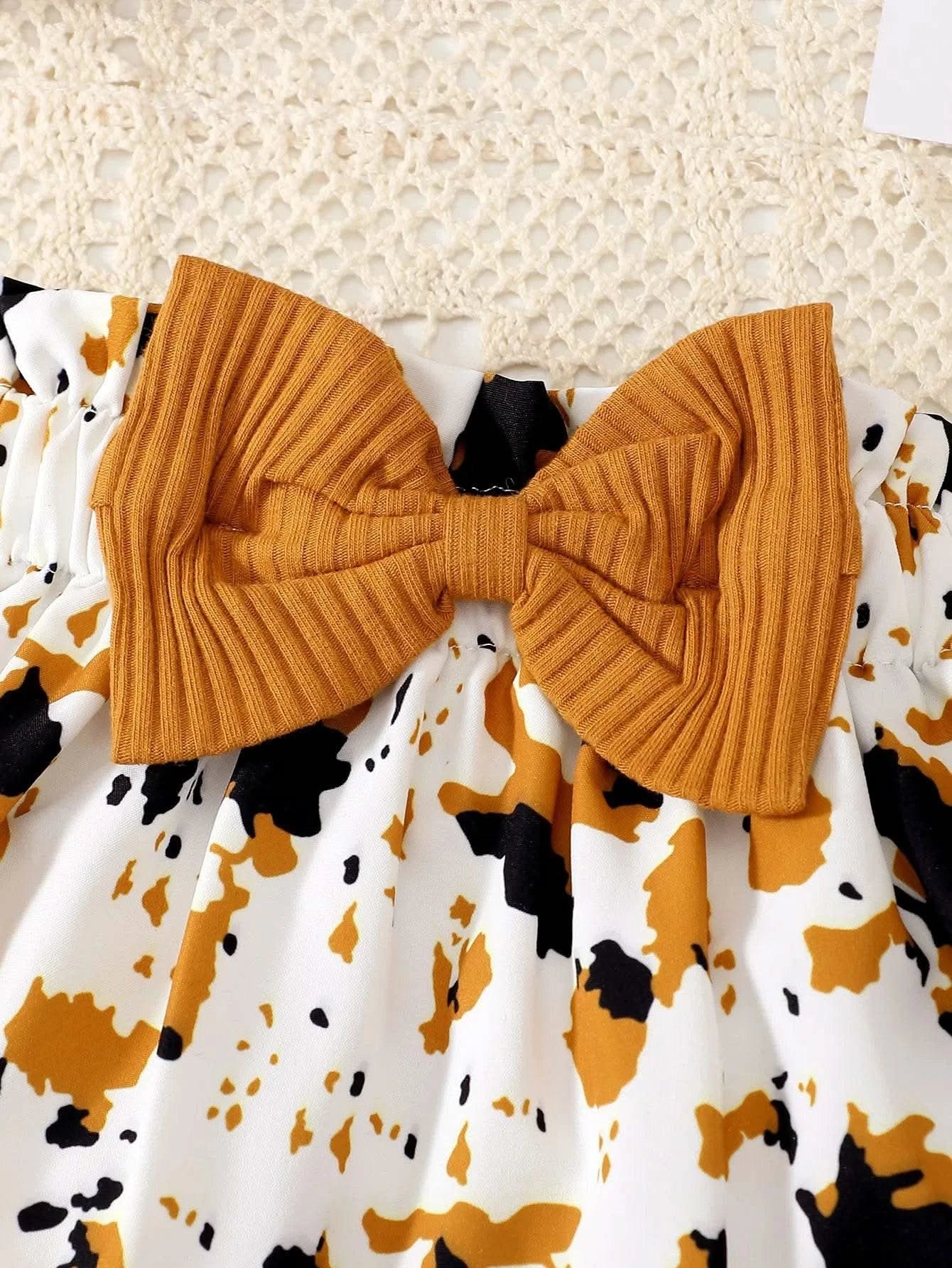 Baby Girl Summer Two-Piece Set Cute Casual one Shoulder Buckle Bow Short Skirt Set Headband Two-Piece Set - M & M Global