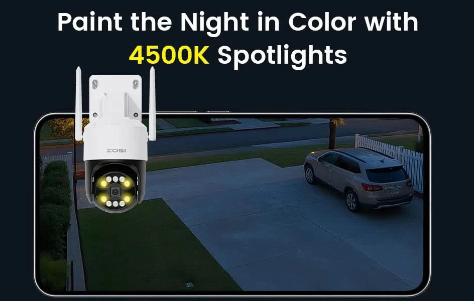 ZOSI C296 5MP/8MP PTZ WiFi Camera Person Vehicle Package Detect Wireless CCTV Video Surveillance Camera Home Security Protection