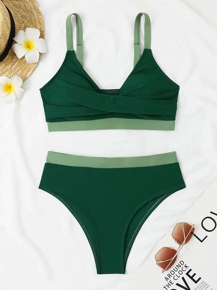 2025 Strappy Bikini High Waist Swimsuit Women Sexy Solid Swimwear Female Bathers Swimming Bathing Swimming Swim Suit Beachwear - M & M Global
