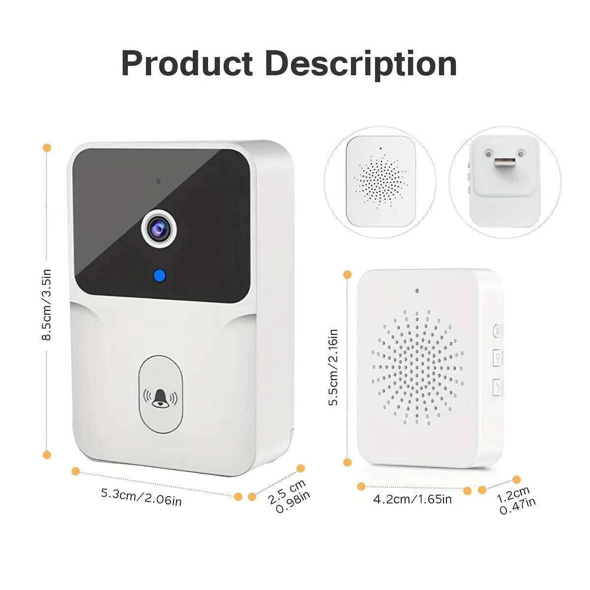 Tuya Smart Video Doorbell Camera HD Wireless doorbell for Home Security, Night Vision, Voice Change, 2-Way Audio, Waterproof - M & M Global