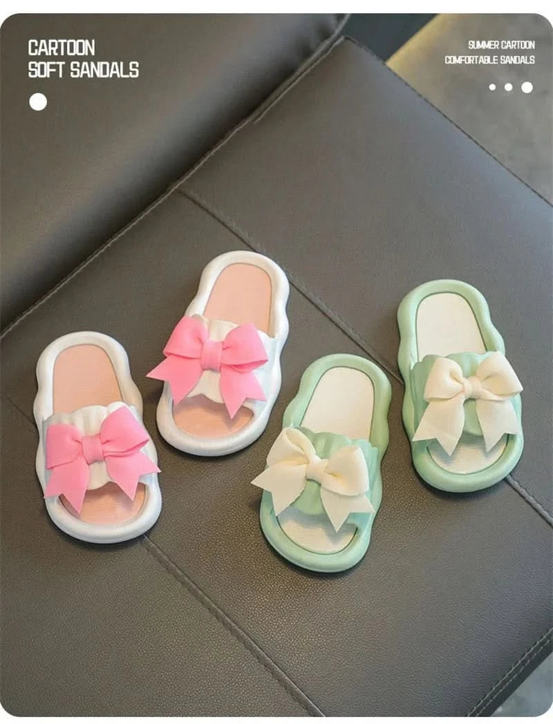 Summer New Kids Home Shoes Anti Slip Soft Sole Girls Bath Slipper Cartoon Cute Flower Bow Princess Slippers Children Beach Shoes - M & M Global
