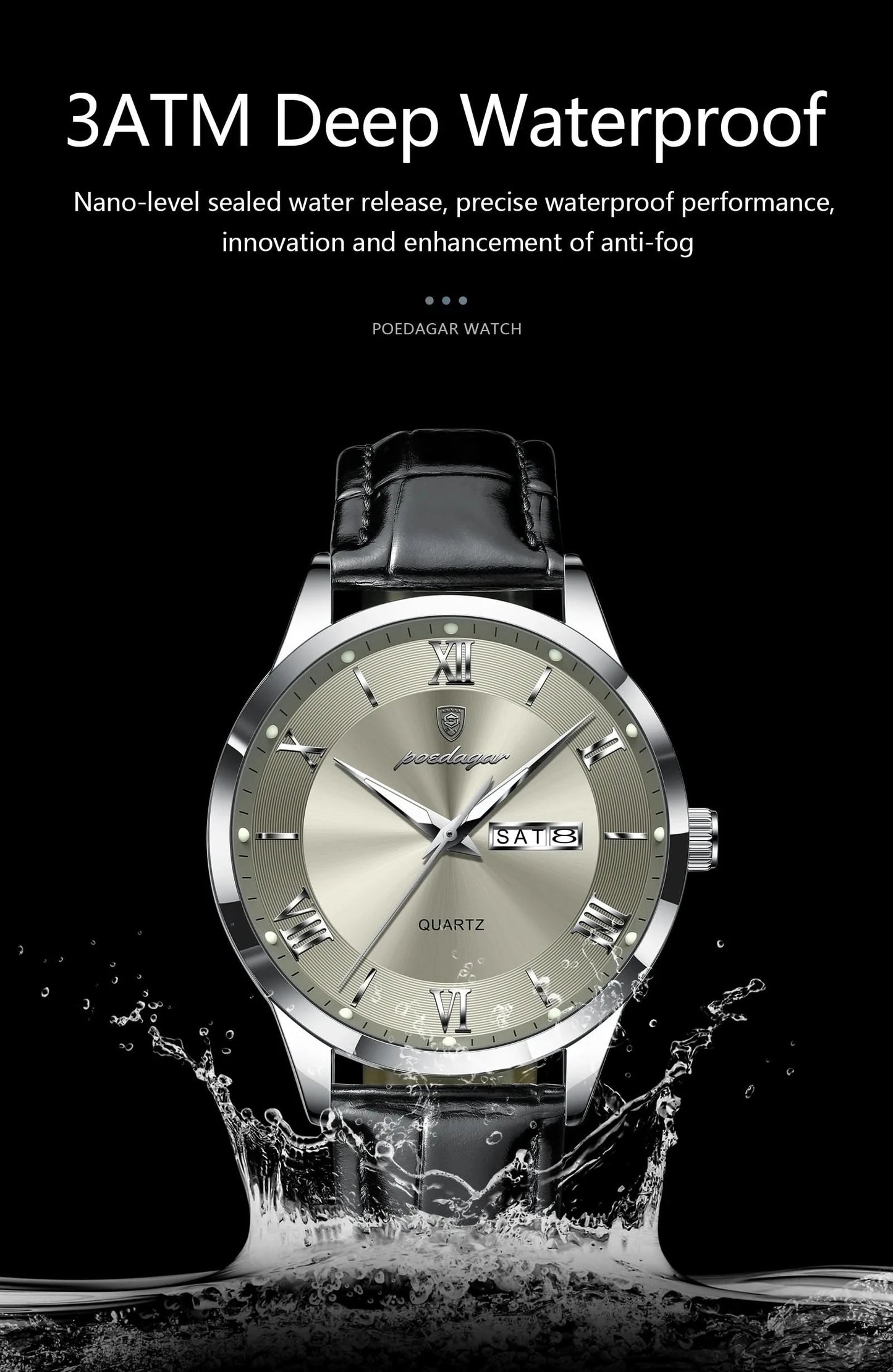 POEDAGAR Top Luxury Watch For Men Military Waterproof Luminous Date Week Man Wristwatch Leather Men's Quartz Watches Sport Reloj - M & M Global