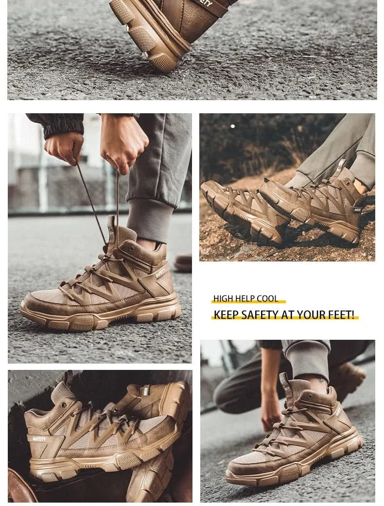Composite Toe Work Boots Mens Puncture-Proof Midsole Non-Slip Breathable & Comfort Fit for Warehouse Use Anti-smash Work Boots