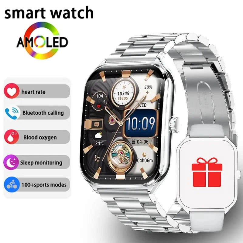New Ultra Thin Smart Watch men 1.96" AMOLED 360*360 HD Pixel Display Always Show Time Call Reminder Smartwatch Ladies For huawei - M & M Global