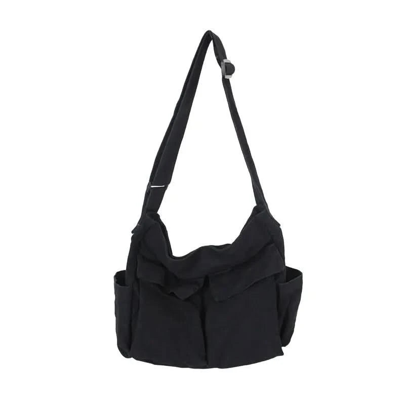 Women Messenger Bag Laege School Computer Shoulder Handbag Black Student Handbag Zipper Casua Canvas Bags - M & M Global