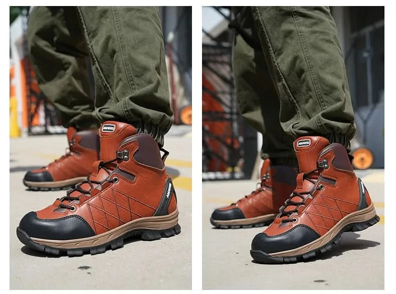 Men’s Steel Toe Work Shoes Widen Metatarsal Protection Puncture-Resistant Slip & Abrasion-Resistant Construction Work Shoes