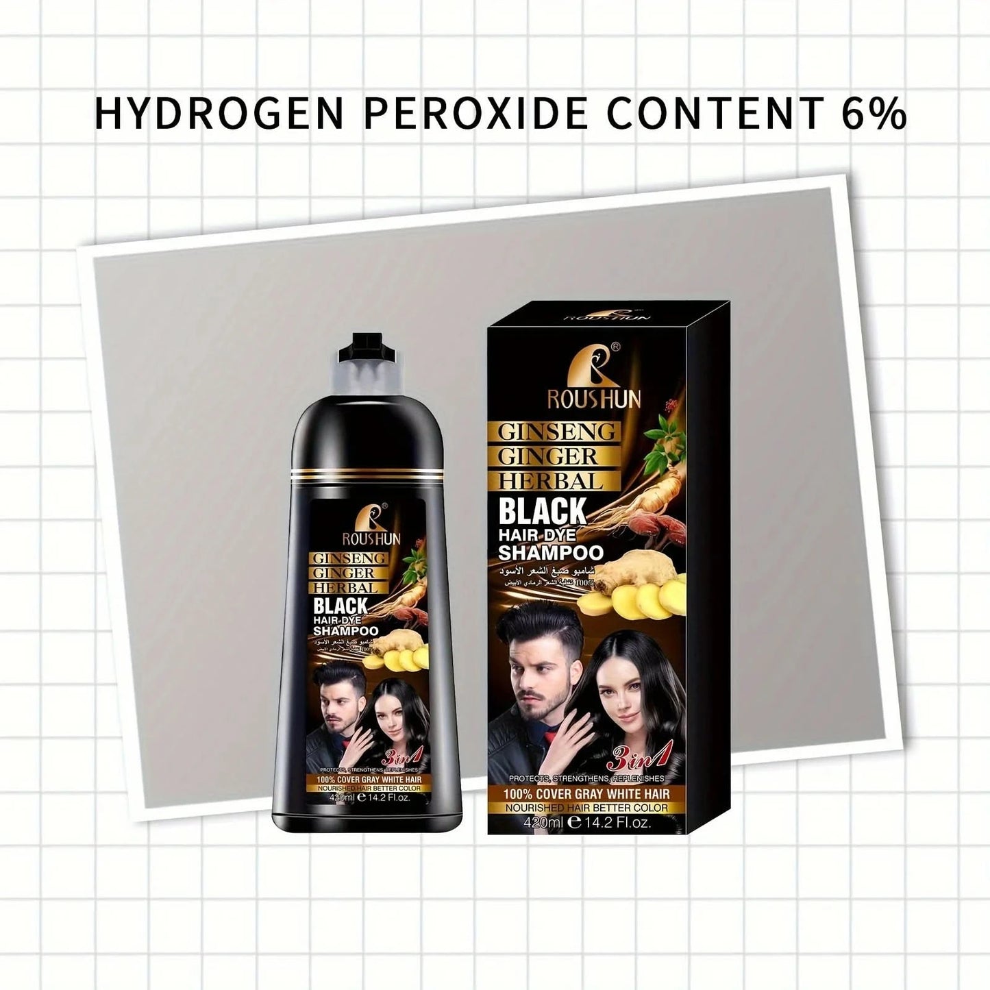 Black Hair Color Shampoo for Gray Hair Instant Hair Dye Shampoo Hair Coloring in Minutes Natural and Long lasting color Hair Dye