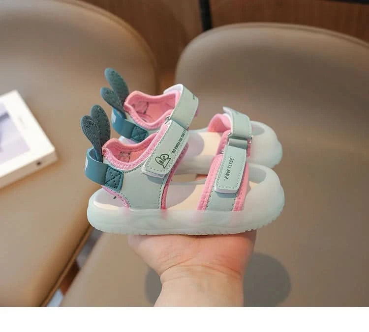 Children's Sandals 2-12 Years Old Cartoon Greenish Pink Soft Boys Girls Beach Shoes Casual Non-slip Kids Baby Sports Sandals - M & M Global
