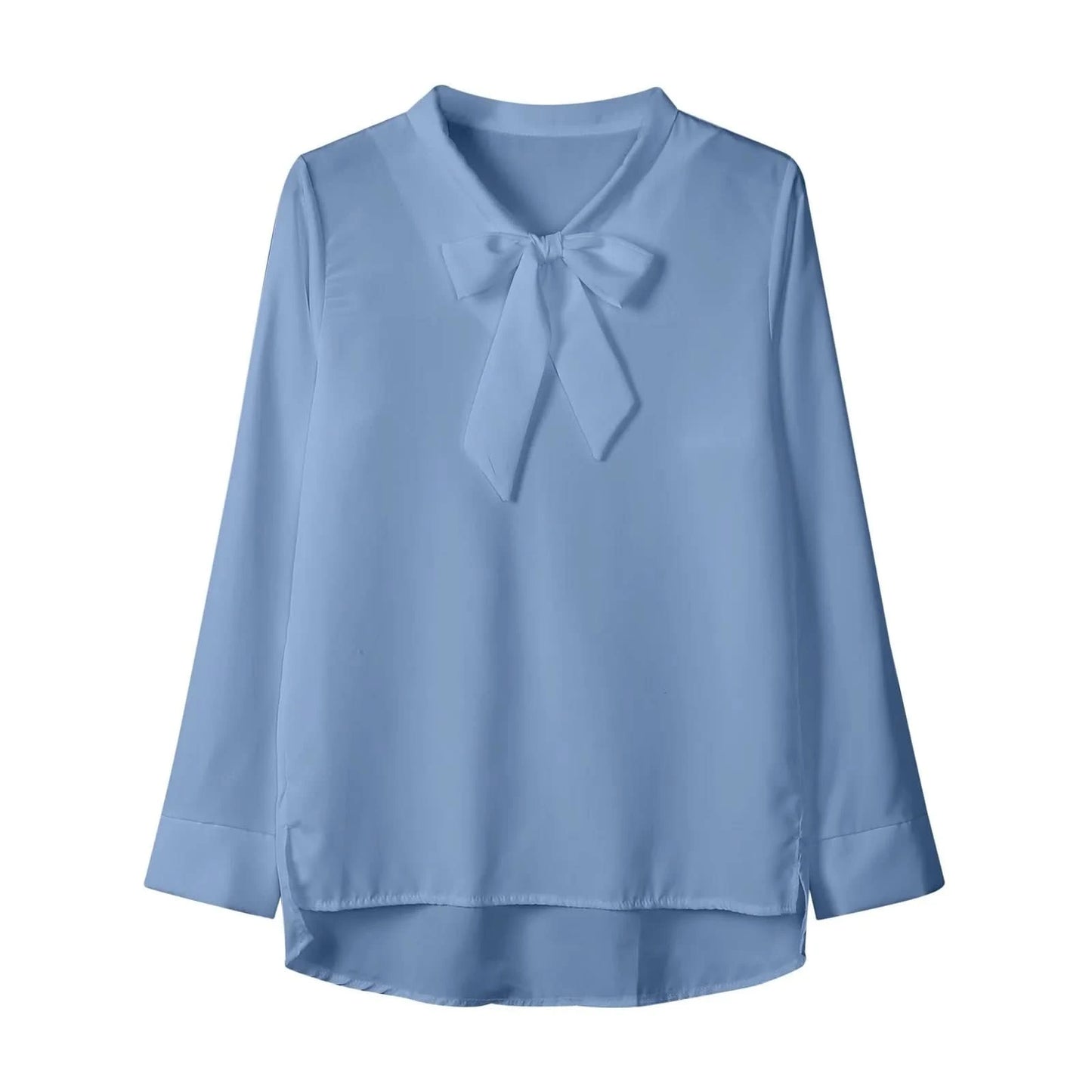 Female Elegant Shirt Women's Solid Color Long Sleeve Business Bow Ribbon Blouse Women Slimming Senior Sense Tunic Tops for Work - M & M Global
