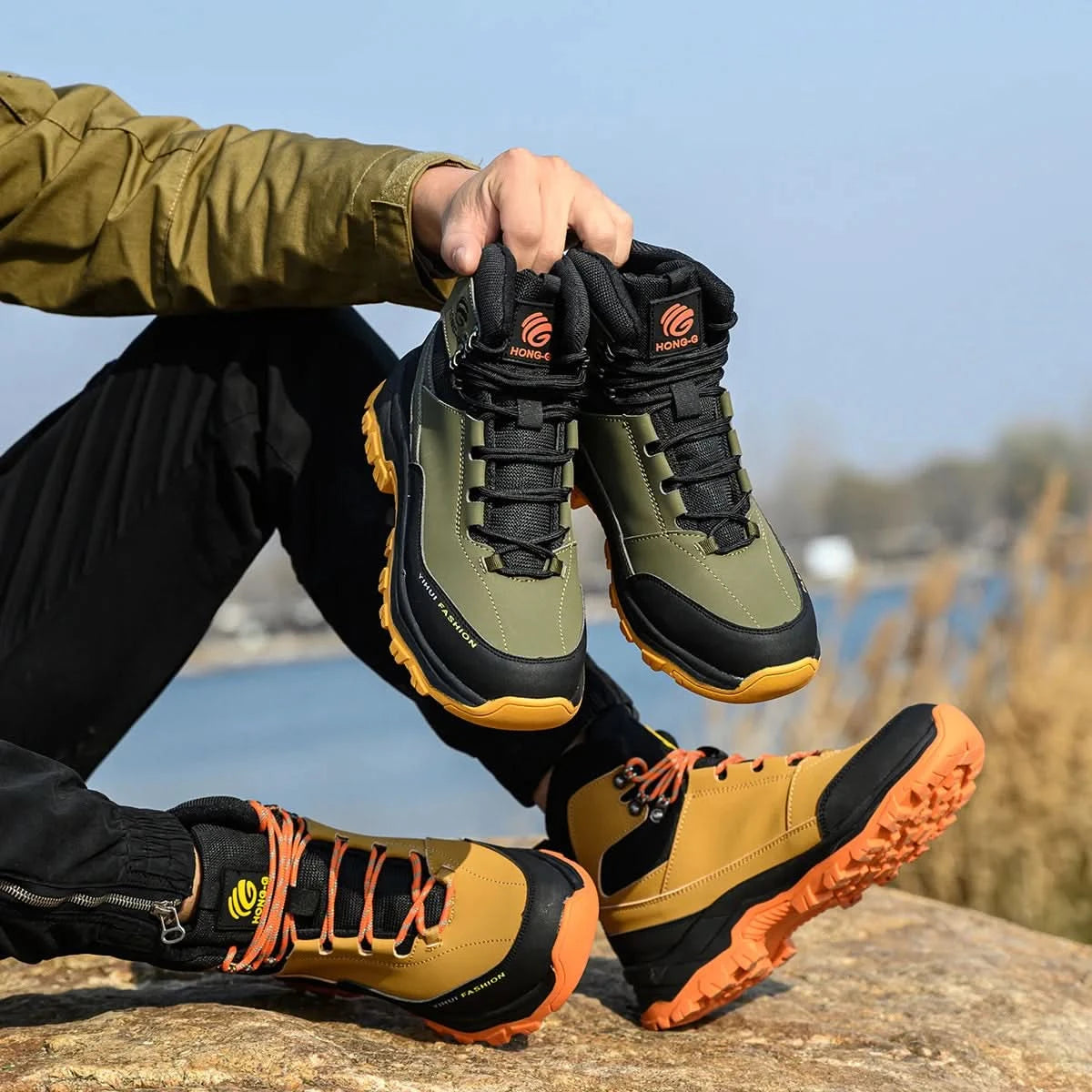 Mens Work Boots Steel Toe Safety Sneakers with Metatarsal Guard Slip-Resistant Puncture-Resistant Sole for Warehouse & Delivery