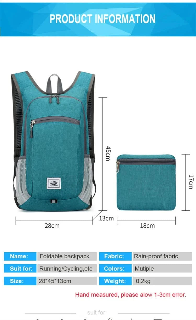 Portable Foldable Backpack,Men Women Ultralight Folding Bag,Outdoor Climbing Cycling Hiking Knapsack Travel Daypack - M & M Global