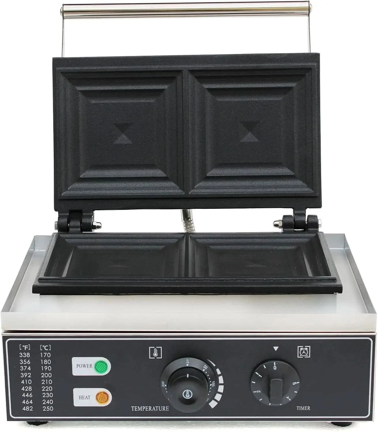 110V 1500W 2-Slice Commercial Electric Sandwich Machine, Stainless Steel Sandwich Maker with Teflon Coating Non-Stick Panini Pre - M & M Global