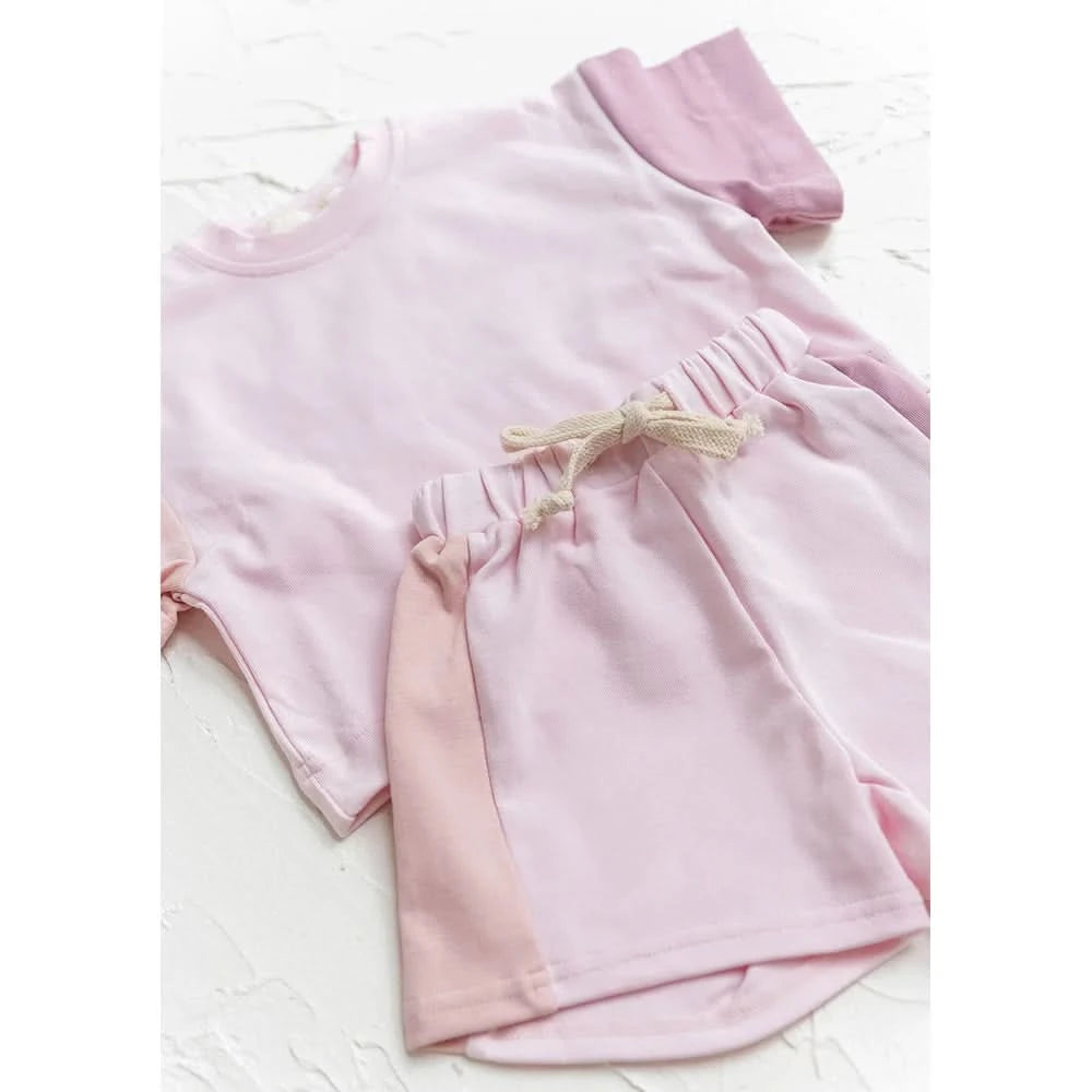 New Summer Cotton Toddler Short Sleeve T shirt And Shorts Set Baby Boys Girls Clothes Stitching Color Casual Tops Outfits 2PCS - M & M Global
