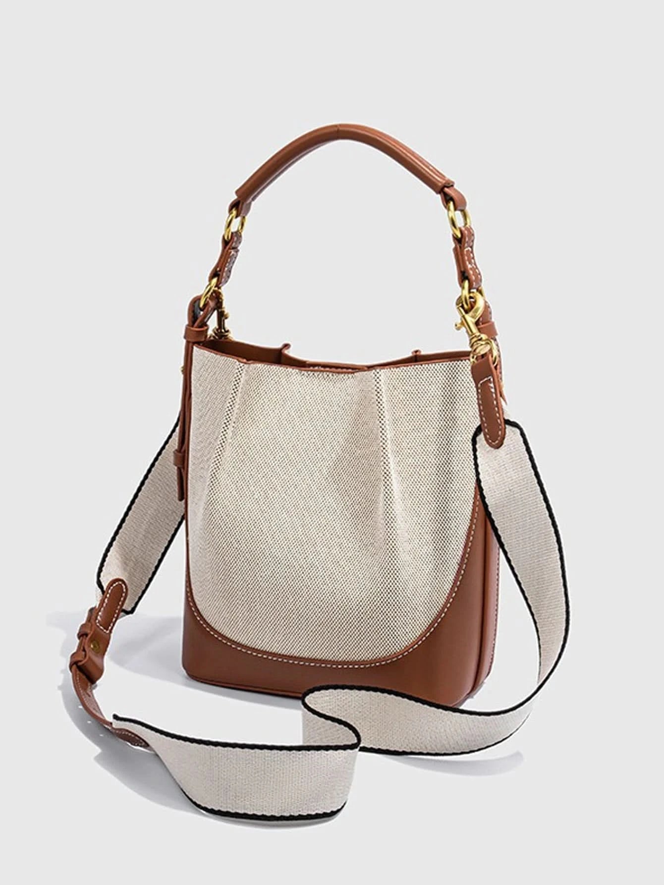 2024 new large capacity wide shoulder strap single shoulder tote sling sling sling bucket bag - M & M Global
