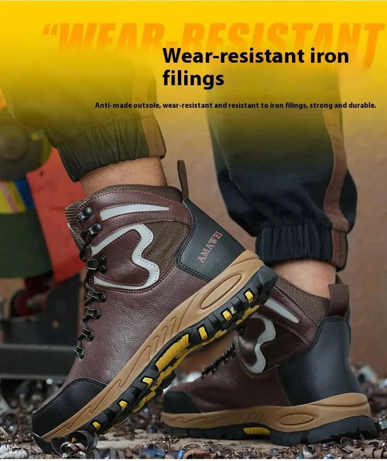 Widen Safety Boots Men Work Indestructible Shoes Climbing Boots Steel Toe Protective Boots Anti-smash Anti-puncture Safety Shoes